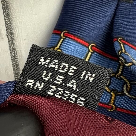 VTG Givenchy Monsieur Blue Link Striped Silk Necktie Tie Business Office - Picture 6 of 11